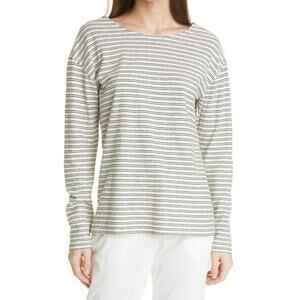 Nili Lotan NWOT Arlette Stipe Cotton Hemp Blend Long Sleeve T-Shirt Size S